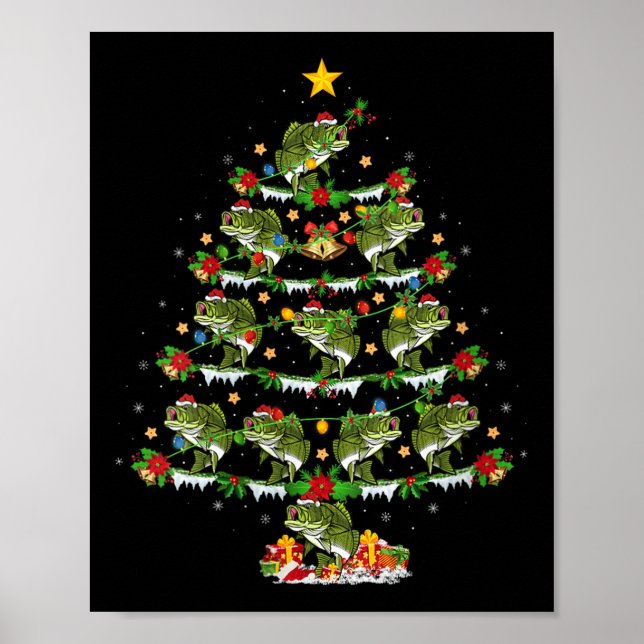 Womens B Fish Christmas Tree Lights Funny B Fishin Poster (Front)