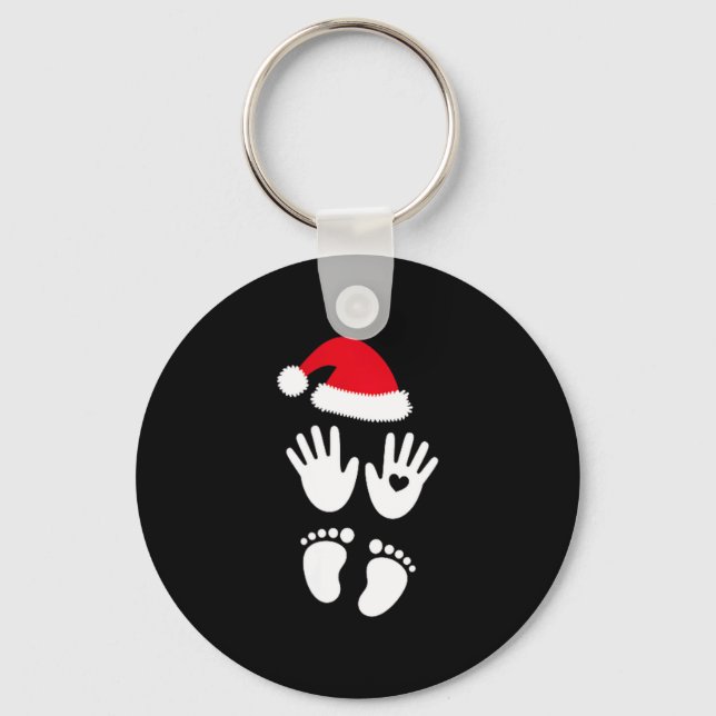 Womens Baby Bump First Christmas  Key Ring (Front)