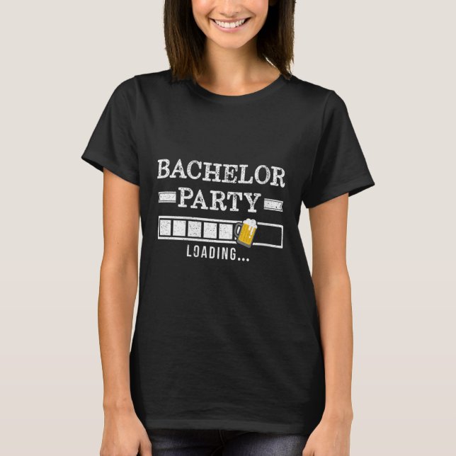 Womens Bachelor Loading Groom Bride Party Funny V- T-Shirt (Front)