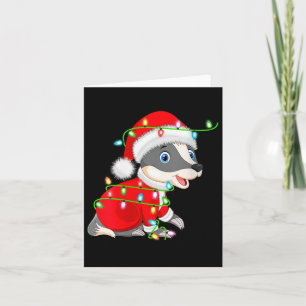 Womens Badger Christmas Lights Santa Costume Cute  Card