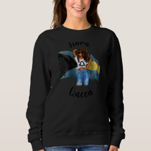 Womens Bahamas Libra Queen Afro Hair African Baham Sweatshirt