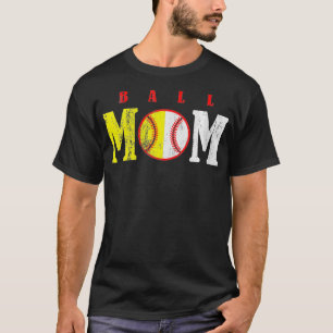 Womens Ball Mum Heart Softball Lover Baseball Play T-Shirt