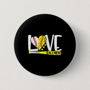Womens Ball Mum Love Baseball Softball Funny For W 6 Cm Round Badge