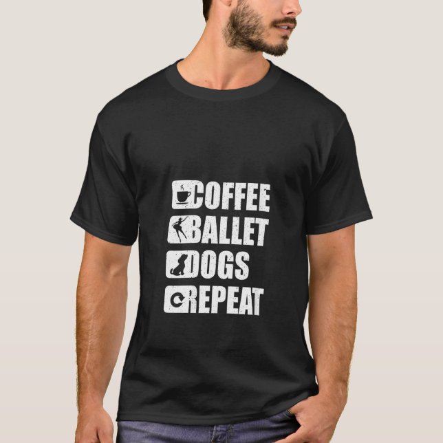 Womens Ballet Coffee Dogs Dancing Gift Tutu Baller T-Shirt (Front)