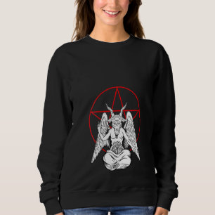 Womens Baphomet Praying Demon Satanic Lucifer Bee Sweatshirt