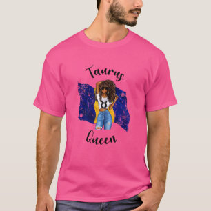 Womens Barbados Taurus Queen Afro Hair African Bar T-Shirt