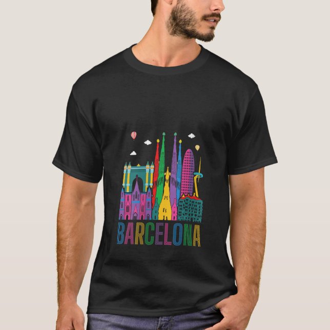 Womens Barcelona City Landscape Attractions Archit T-Shirt (Front)