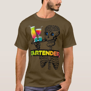 Womens Bartender Skeleton bartending Halloween VNe T-Shirt