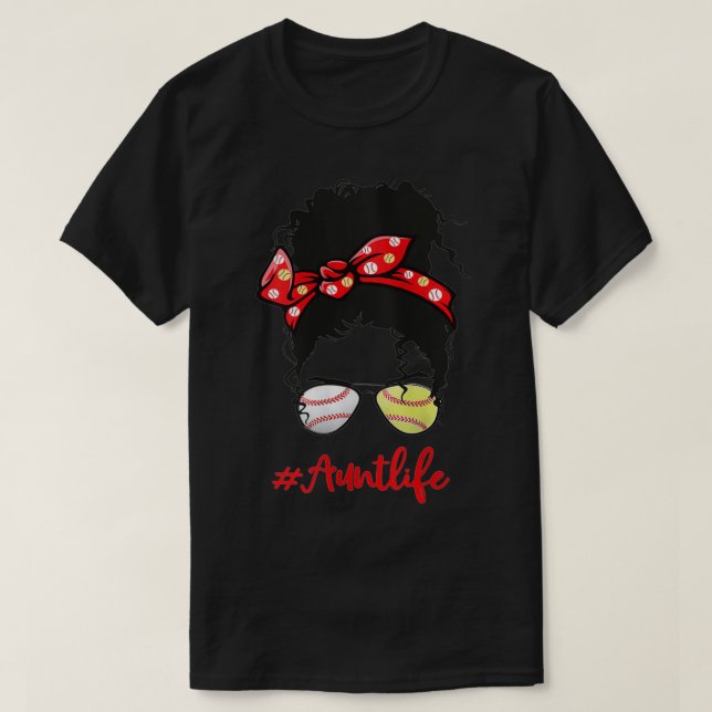 Womens Baseball Aunt AuntLife Softball Baller Aunt T-Shirt (Design Front)
