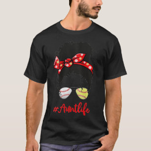 Womens Baseball Aunt AuntLife Softball Baller Aunt T-Shirt