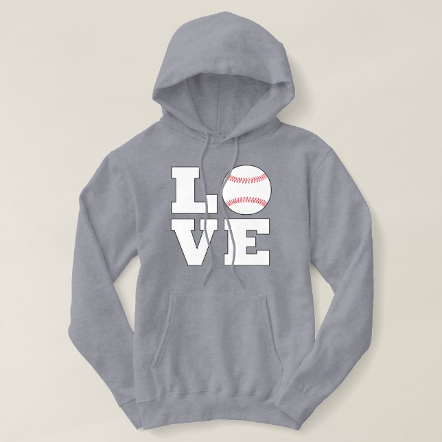 Women's Baseball LOVE Baseball Mum or Fan Sports Hoodie (Design Front)