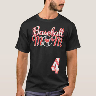 Womens Baseball Mum Mother's Day #4 Baseball Playe T-Shirt