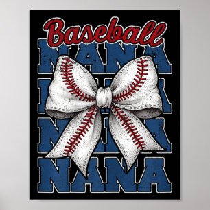 Womens Baseball Nana Coquette Bow Game Day Sport F Poster
