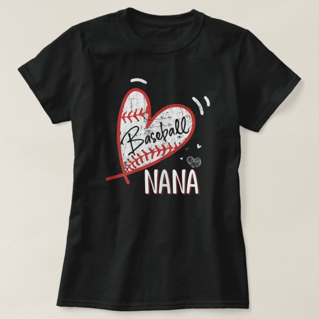 Womens Baseball Nana Grandma Heart Baseball Women T-Shirt (Design Front)