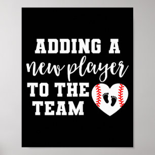 Womens Baseball Pregnancy Announcement Shirt Sprin Poster