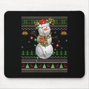 Womens Baseball Snowman Ugly Christmas Sweaters Sr Mouse Mat