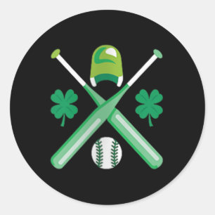 Womens Baseball St Patricks Day Funny Irish Saint Classic Round Sticker