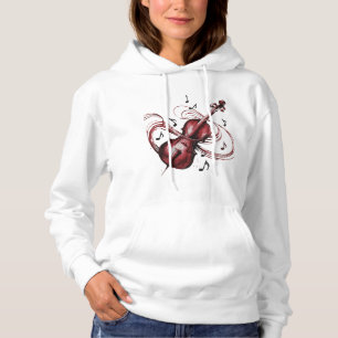 Women's Basic Abstract Violin Hooded Sweatshirt
