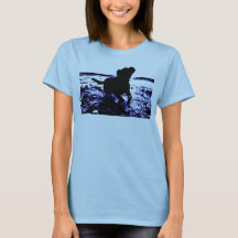 Womens basic t-shirt black lab playing in water