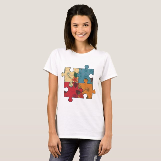 Women's Basic T-Shirt puzzle retro (Front Full)