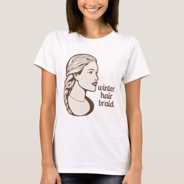 Women's Basic T-Shirt winter hair braid  (Front)