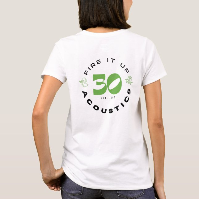 WOMENS Basic Tee: Alien Fire it Up front+30th back T-Shirt (Back)