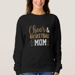 Womens  Basketball Cheer Fan Leopard Pattern Mum C Sweatshirt