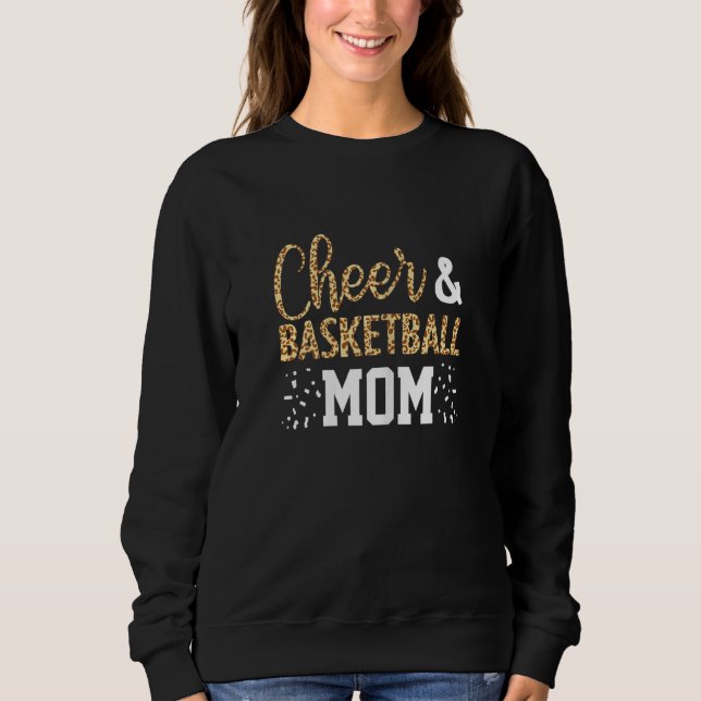 Womens  Basketball Cheer Fan Leopard Pattern Mum C Sweatshirt (Front)