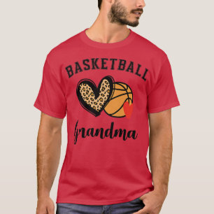 Womens Basketball Grandma Leopard Heart Grandmothe T-Shirt