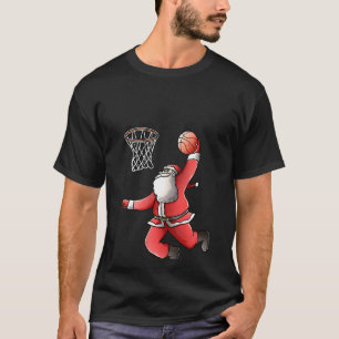 Womens Basketball Santa Christmas Dunk Cool Sport T-Shirt