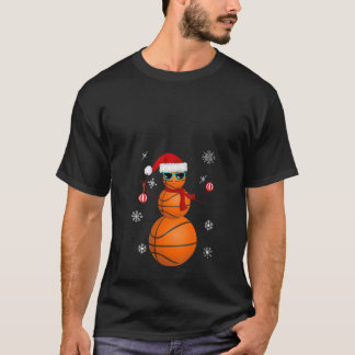 Womens Basketball Snowman Santa Claus Christmas Ha T-Shirt