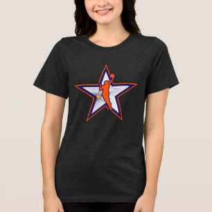 Women's Basketball Star Silhouette Logo Design" Tri-Blend Shirt