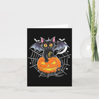 Womens Bat Halloween _ Black Cat Bat Wings Spooky Card