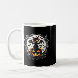 Womens Bat Halloween _ Black Cat Bat Wings Spooky Coffee Mug