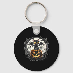 Womens Bat Halloween _ Black Cat Bat Wings Spooky Key Ring