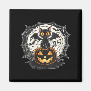 Womens Bat Halloween _ Black Cat Bat Wings Spooky Magnet