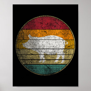 Women's bbq pig - vintage birthday mother's poster