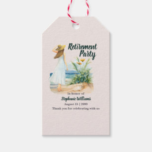 Womens Beach and Flowers Themed Retirement Party Gift Tags