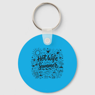 Womens Beach Summer Vacation Doodle Bachelorette Key Ring