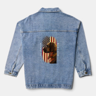 Womens Beagle Mum American Flag Patriotic Beagle Denim Jacket