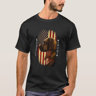 Womens Beagle Mum American Flag Patriotic Beagle T-Shirt