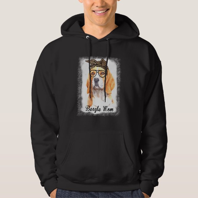 Womens Beagle Mum Leopard Bleached Dog Pet Hoodie (Front)