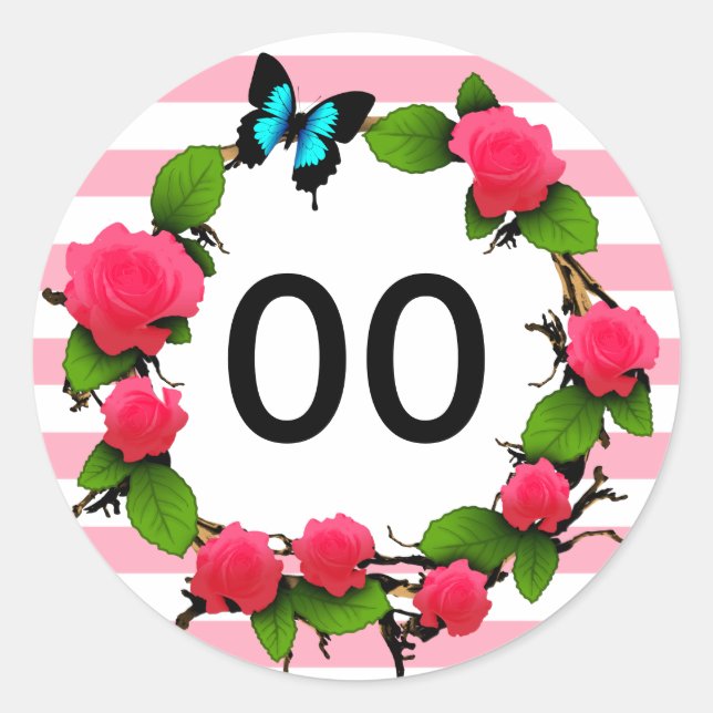 Womens Beautiful Rose 50th 60th 70th 80th Birthday Classic Round Sticker (Front)