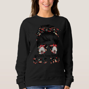 Womens Bedlington Terrier Dog Mum Messy Bun Hair G Sweatshirt