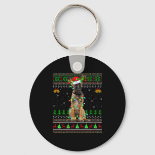 Womens Belgian Malinois Dog Ugly Christmas Sweater Key Ring