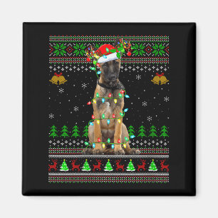 Womens Belgian Malinois Dog Ugly Christmas Sweater Magnet