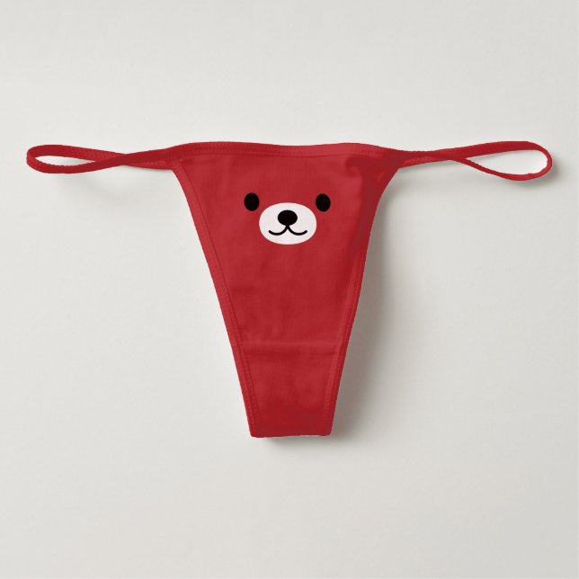 Women's Bella Cotton Spandex Thong: Teddy Bear Underwear (Front)