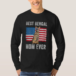 Womens Bengal Mum American Flag Bengal Cat Owner K T-Shirt