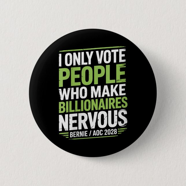 Womens Bernie Sanders And Aoc 2028 For President C 6 Cm Round Badge (Front)