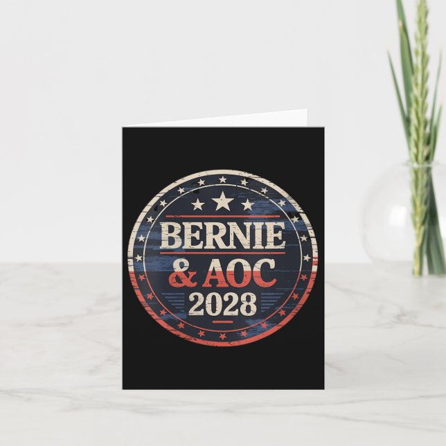 Womens Bernie Sanders And Aoc 2028 For President C Card (Front)